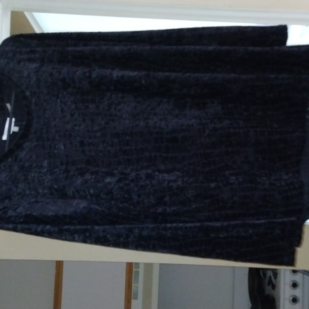 Calvin Klein Black Women's Kammie Asymmetrical Velvet Knit Top Medium